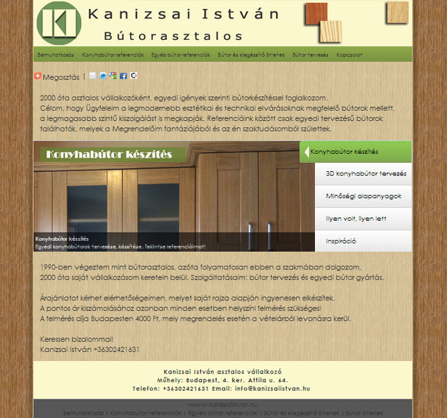 Weboldal egy budapesti asztalos részére